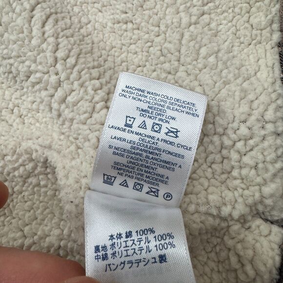 Lands' End Sherpa Lined Flannel Shirt Jacket Shaket Mens XL Brown Plaid Outdoor - Picture 8 of 14